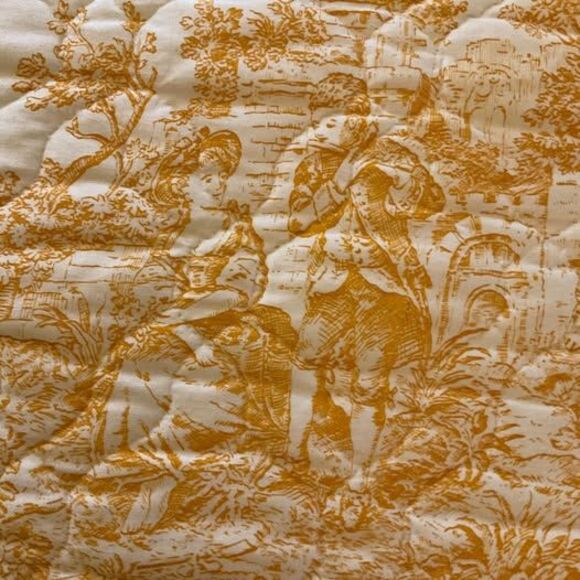 French Toile Cotton King Figural Bedspread. No label on it. - Picture 7 of 10